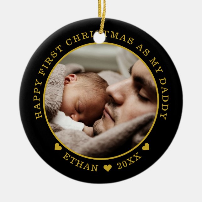 Personalisierter Vater und das erste Weihnachtsfes Keramik Ornament (Vorne)