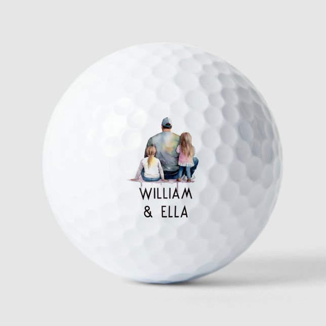 Personalisierter Vater und Töchter (9) Golfball (Vorderseite)