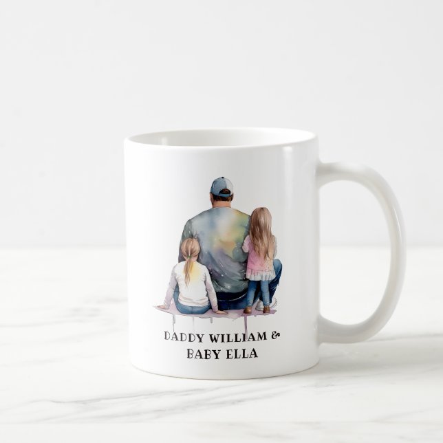 Personalisierter Vater und Töchter (9) Kaffeetasse (Rechts)