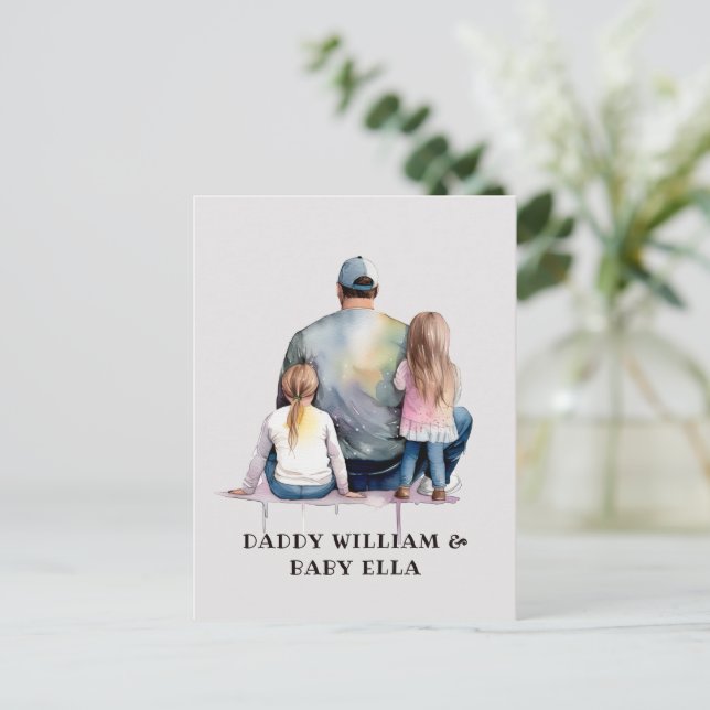 Personalisierter Vater und Töchter (9) Postkarte (Stehend Vorderseite)