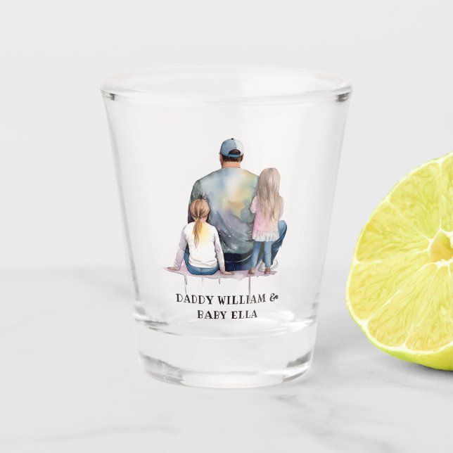 Personalisierter Vater und Töchter (9) Schnapsglas (Vorderseite)