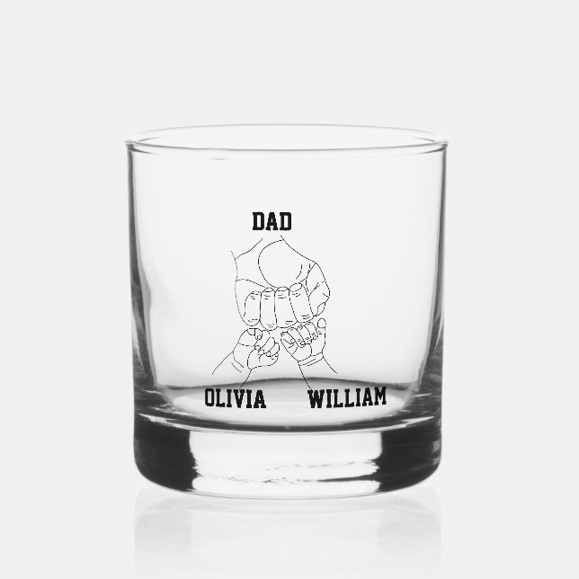 Personalisierter Vater Vater Daddy Geschenk mit Ki Whiskyglas (Vorderseite)