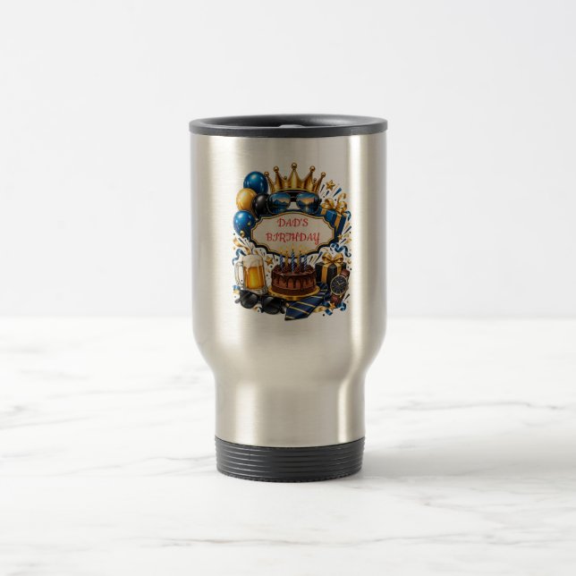 Personalisierter Vatertag-Becher Stylischer blauer Reisebecher (Mittel)