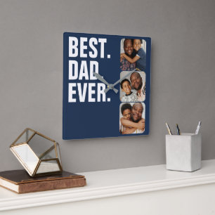 Personalisierter Vatertag Foto Geschenk Bester Vat Quadratische Wanduhr