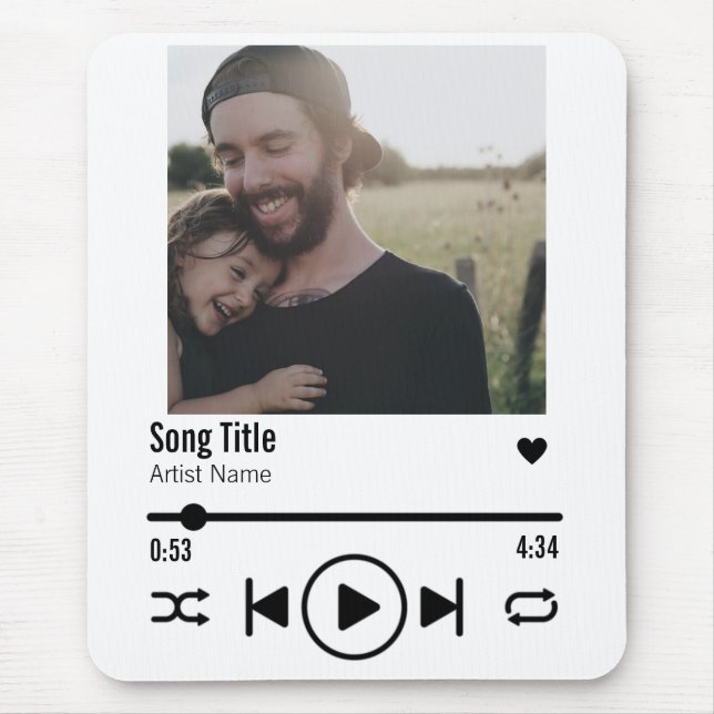 Personalisierter Vatertag Foto Song Playlist Mousepad (Vorne)