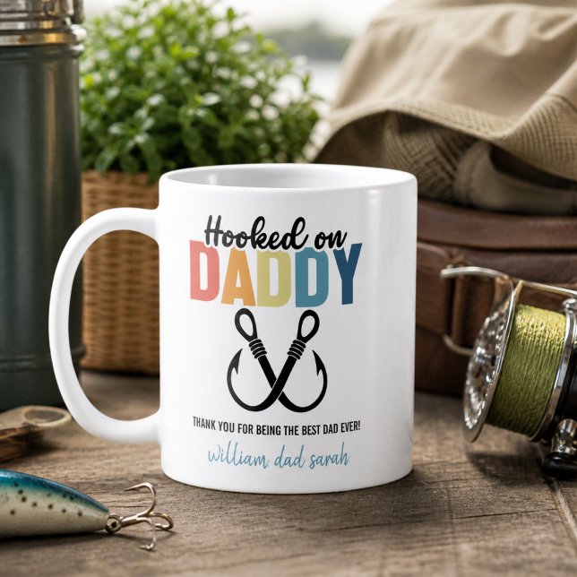 Personalisierter Vatertag |Hooked on Daddy Fishing Kaffeetasse (Personalized Father’s Day |Hooked on Daddy Fishing Coffee Mug)