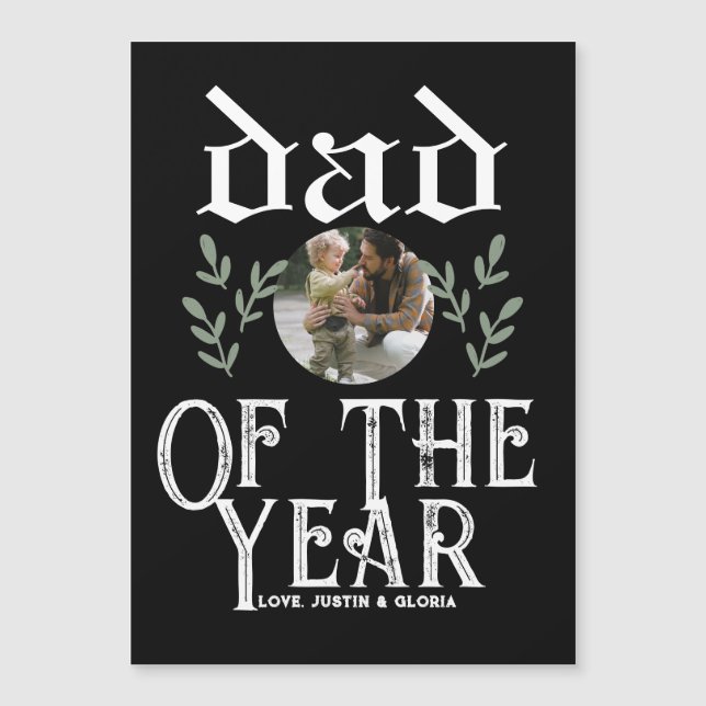 Personalisierter Vatertag, Papa des Jahres Magnetkarte (Vorderseite)