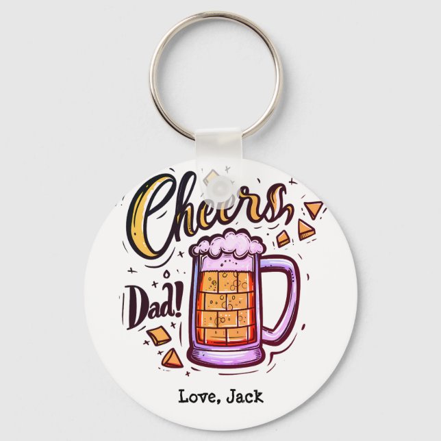 Personalisierter Vatertag von Kindern Schlüsselanhänger (Vorderseite)