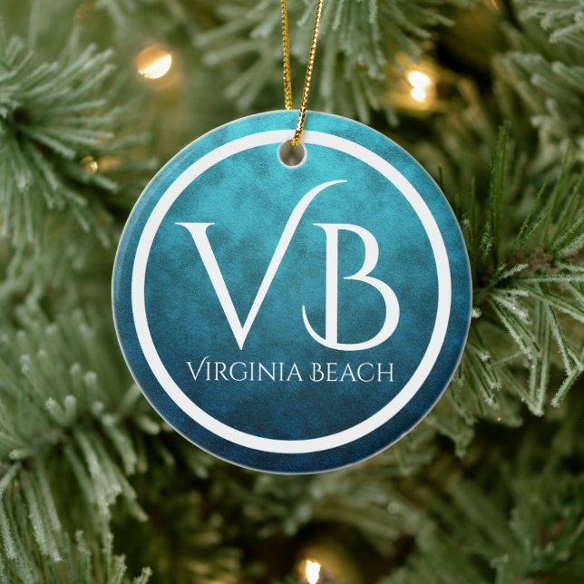 Personalisierter VB Virginia Beach Weihnachtsbaum Keramik Ornament (Baum)