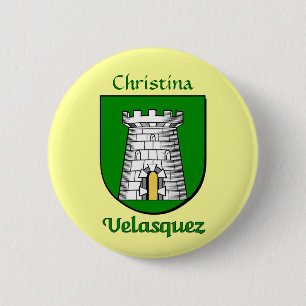 Personalisierter Velasquez Historischer Schild Button