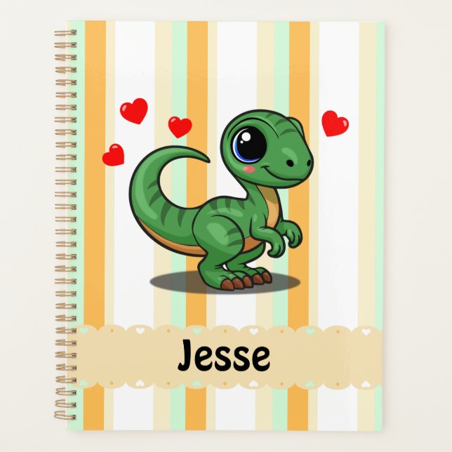 Personalisierter Velociraptor-Dinosaurier-Planer Planer (Vorderseite)