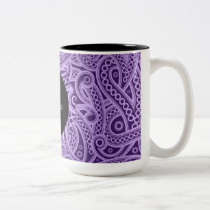 Personalisierter verrückter lila Paisley-Muster-Be Zweifarbige Tasse