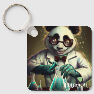 PERSONALISIERTER VERRÜCKTER WISSENSCHAFTLER-PANDA- SCHLÜSSELANHÄNGER