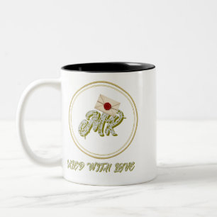 Personalisierter 'Versiegelt mit Liebe' – MR-Monog Zweifarbige Tasse