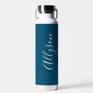 Personalisierter vertikaler Name in weißer Schrift Trinkflasche