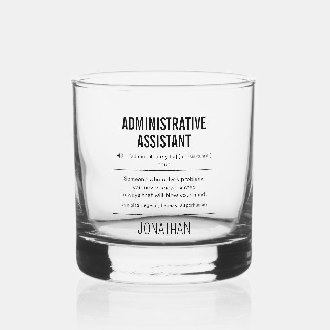 Personalisierter Verwaltungsassistent Funny Whiskyglas (Vorderseite)