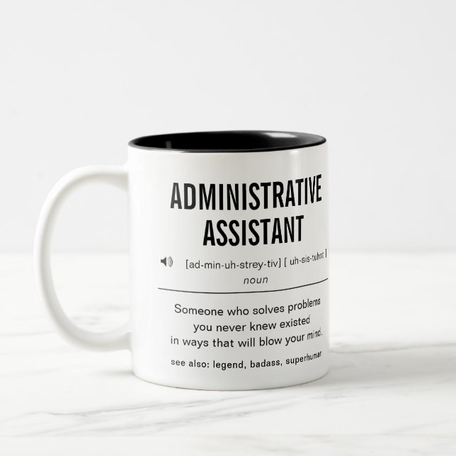 Personalisierter Verwaltungsassistent Funny Zweifarbige Tasse (Links)