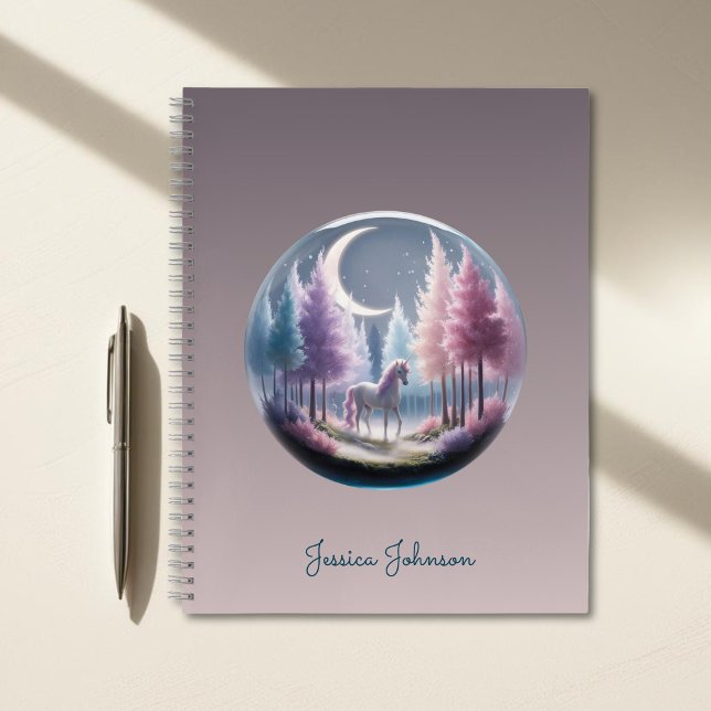 Personalisierter verzauberter Wald mit Einhorn Notizbuch (Personalized Enchanted Forest with Unicorn Notebook)