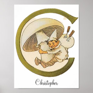 Personalisierter Vintage-Alphabet-Buchstabe C Poster