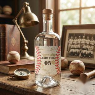 Personalisierter Vintage-Baseball-Name Nummer Retr Alkoholflaschenetikett
