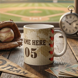 Personalisierter Vintage-Baseball-Name Nummer Retr Kaffeetasse