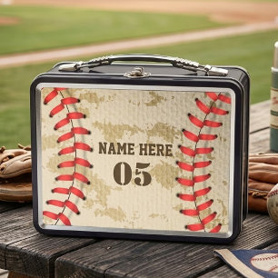 Personalisierter Vintage-Baseball-Name Nummer Retr Metall Brotdose