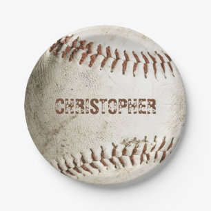 Personalisierter Vintage-Baseball Pappteller