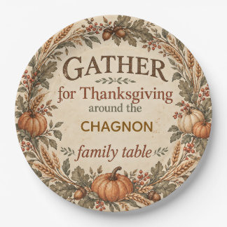Personalisierter vintage Bauernhaus Thanksgiving P Pappteller