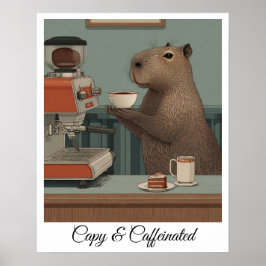 Personalisierter Vintage-Capybara-Café-Druck Poster