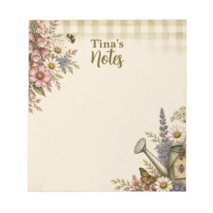 Personalisierter Vintage Cottage Garden Blumenstra Notizblock