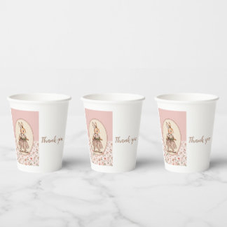 Personalisierter Vintage-Dankeschön-Becher, floral Pappbecher