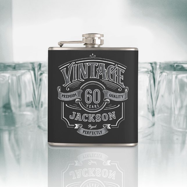 Personalisierter Vintage Geburtstag - gealtert bis Flachmann (Personalized Vintage Aged To Perfection Birthday Flask)