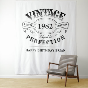 Personalisierter Vintage-Geburtstag, gealtert bis Wandteppich