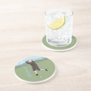 Personalisierter Vintage-Golfer Getränkeuntersetzer