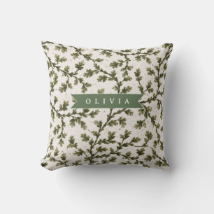 Personalisierter Vintage Grün Garten Botanisch Rus Kissen