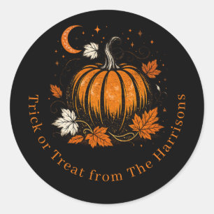 Personalisierter Vintage-Halloween-Kürbis-Aufklebe Runder Aufkleber
