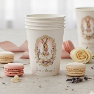 Personalisierter Vintage-Hasen-Geburtstag Pappbecher