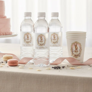 Personalisierter Vintage-Hasen-Geburtstag Wasserflaschenetikett
