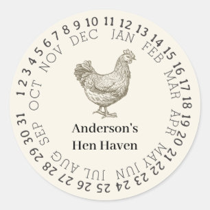 Personalisierter Vintage-Hühnerhof Runder Aufkleber