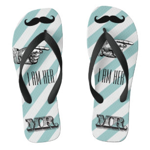 Personalisierter Vintage Ich bin ihr Herr Streifen Flip Flops