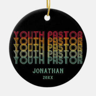 Personalisierter Vintage-Jugendpastor  Keramik Ornament