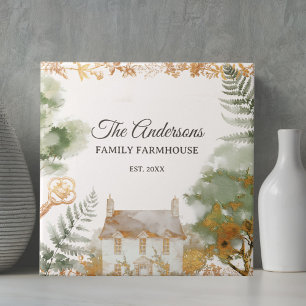 Personalisierter Vintage-Landhaus-Familienname Fliese
