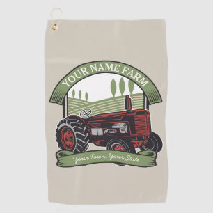 Personalisierter Vintage-Landwirtschaftstraktor La Golfhandtuch