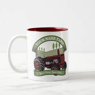 Personalisierter Vintage-Landwirtschaftstraktor La Zweifarbige Tasse