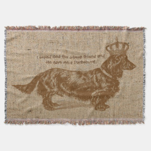 Personalisierter Vintage Langhaar-Dackel Hund Decke