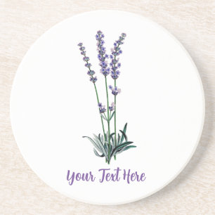 Personalisierter Vintage-Lavendel-Blumen-Steinunte Getränkeuntersetzer
