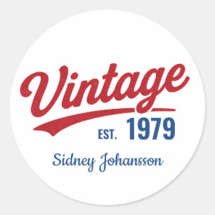 Personalisierter Vintage-Name 1979 mit individuell Runder Aufkleber