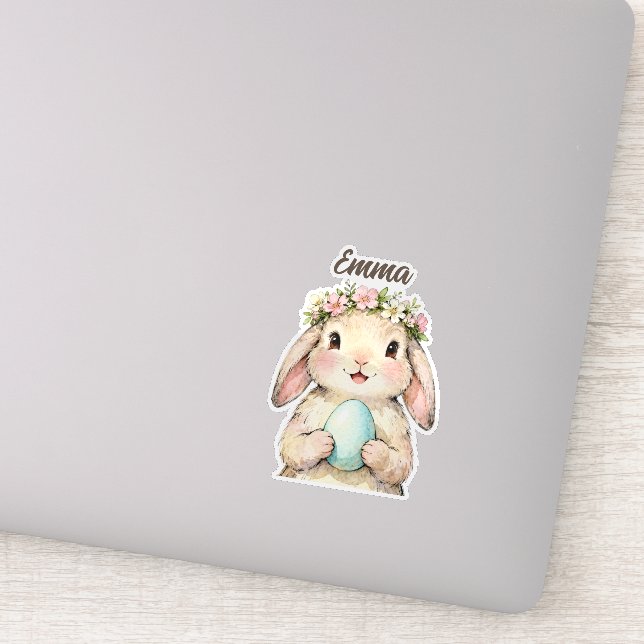 Personalisierter Vintage-Osterhase mit Ei Aufkleber (Detail)