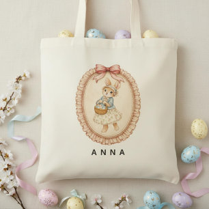 Personalisierter Vintage-Osterhase, Pastell-Hase Tragetasche