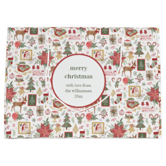 Personalisierter Vintage-Poststempel-Weihnachten Große Geschenktüte